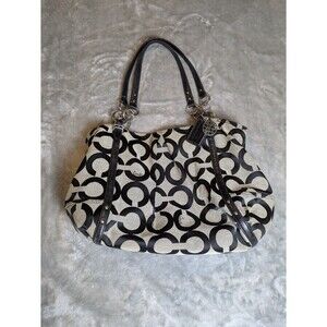 Coach Black Op Art Canvas and Leather Alexandre Hobo Bag
